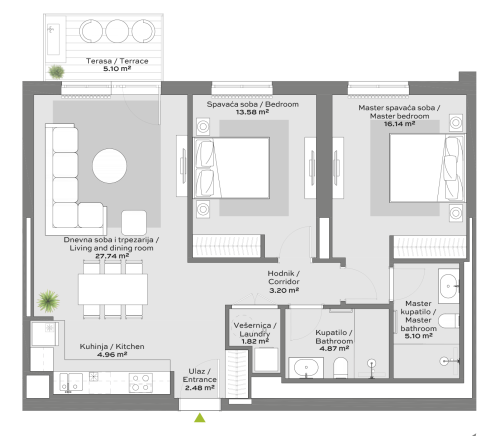 Apartment A03 floor plan in BW Eterna
