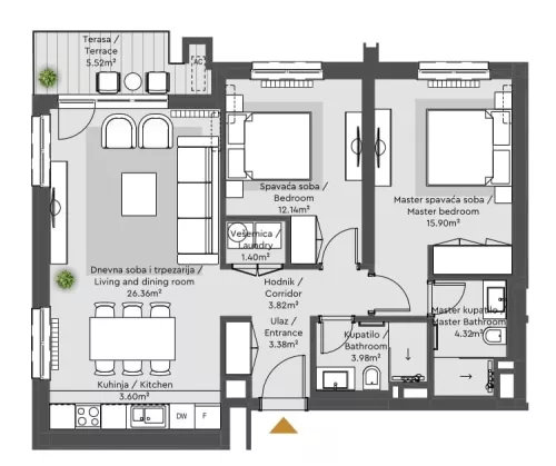 Apartment 1 floor plan in BW Nika