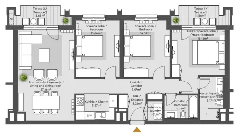 Apartment 3 floor plan in BW Nika