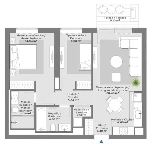 Apartment floor plan in BW Quartet 2
