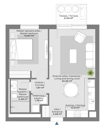 Apartment 2 floor plan in BW Quartet 2