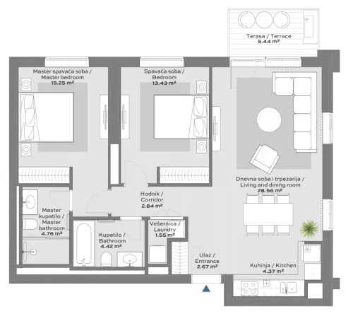 Apartment 3 floor plan in BW Quartet 2