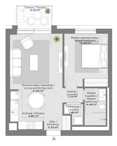 Apartment 2 floor plan in BW Quartet 3