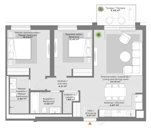 Apartment 2 floor plan in BW Quartet 4