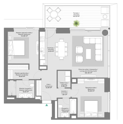 Apartment 2 floor plan in BW Riviera