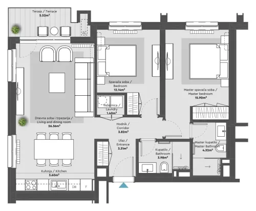 Apartment 1 floor plan in BW Eden