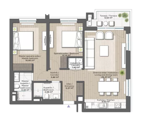 Apartment 2 floor plan in BW Iris