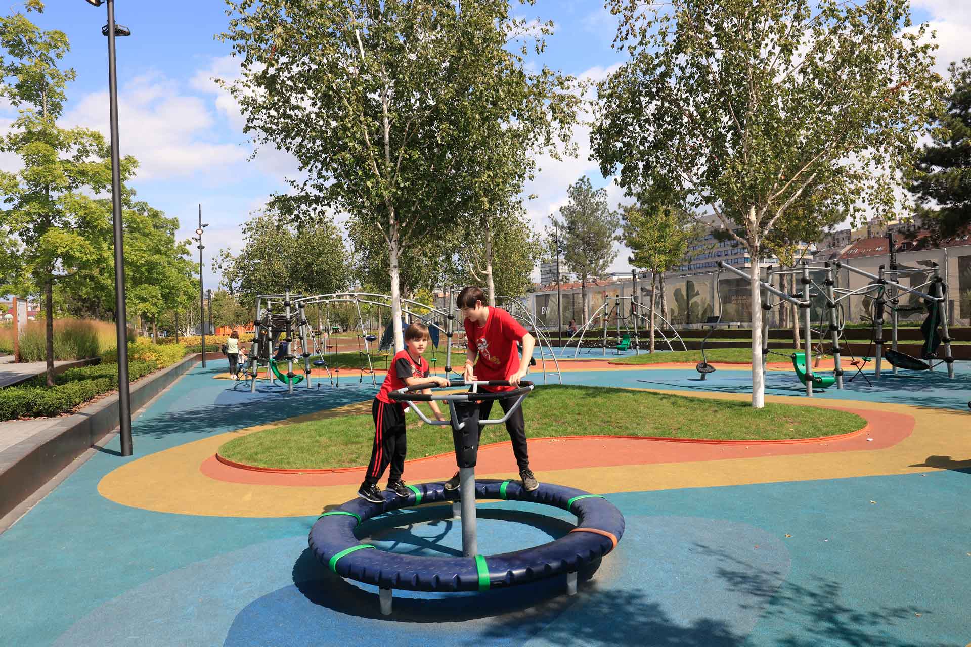 Children's carousel in Sava Park controlled by the children's weight and movements.