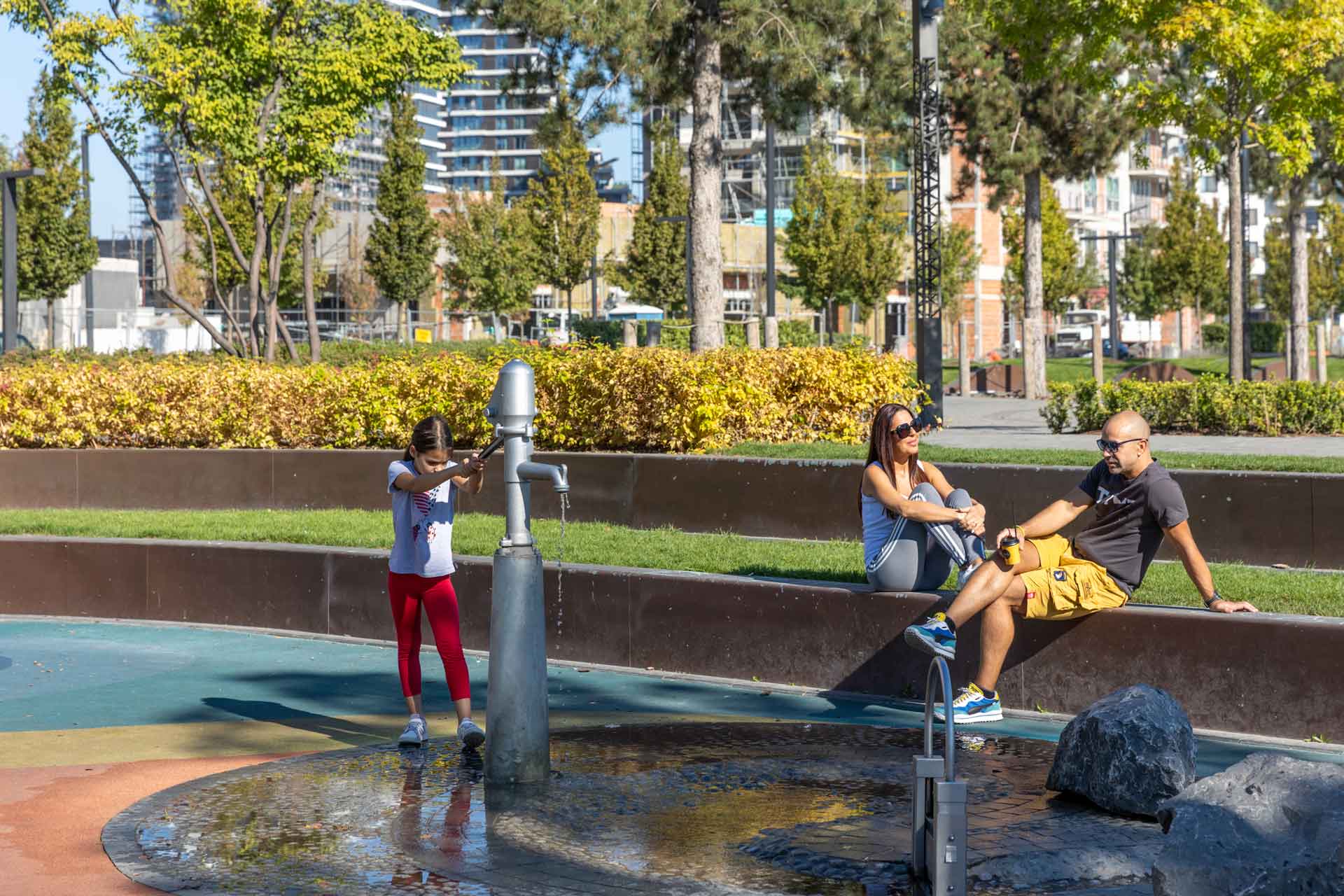 Playground with water mechanism in Sava Park.