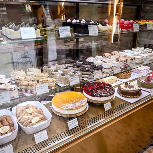 A range of diverse cakes and pastries at Belgrade Waterfront, catering to everyone's taste.