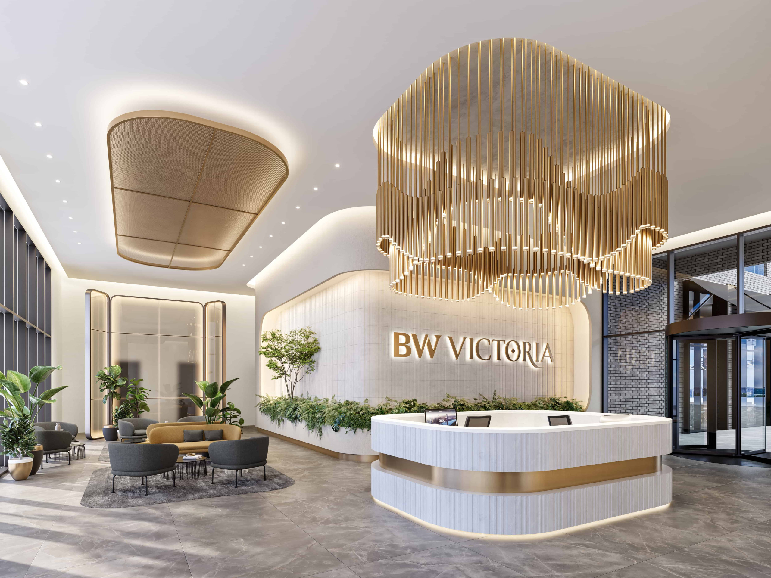 The lobby in the BW Victoria building in Belgrade Waterfront