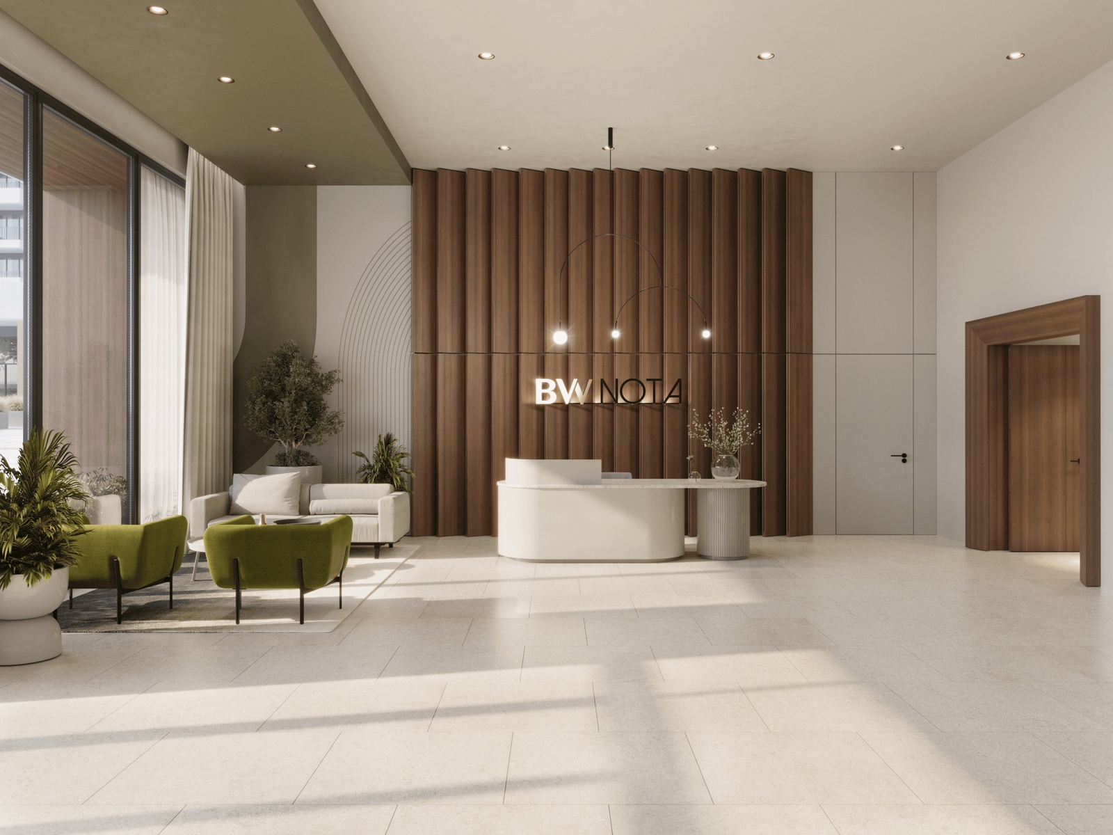 Main lobby in BW Nota building in Belgrade Waterfront