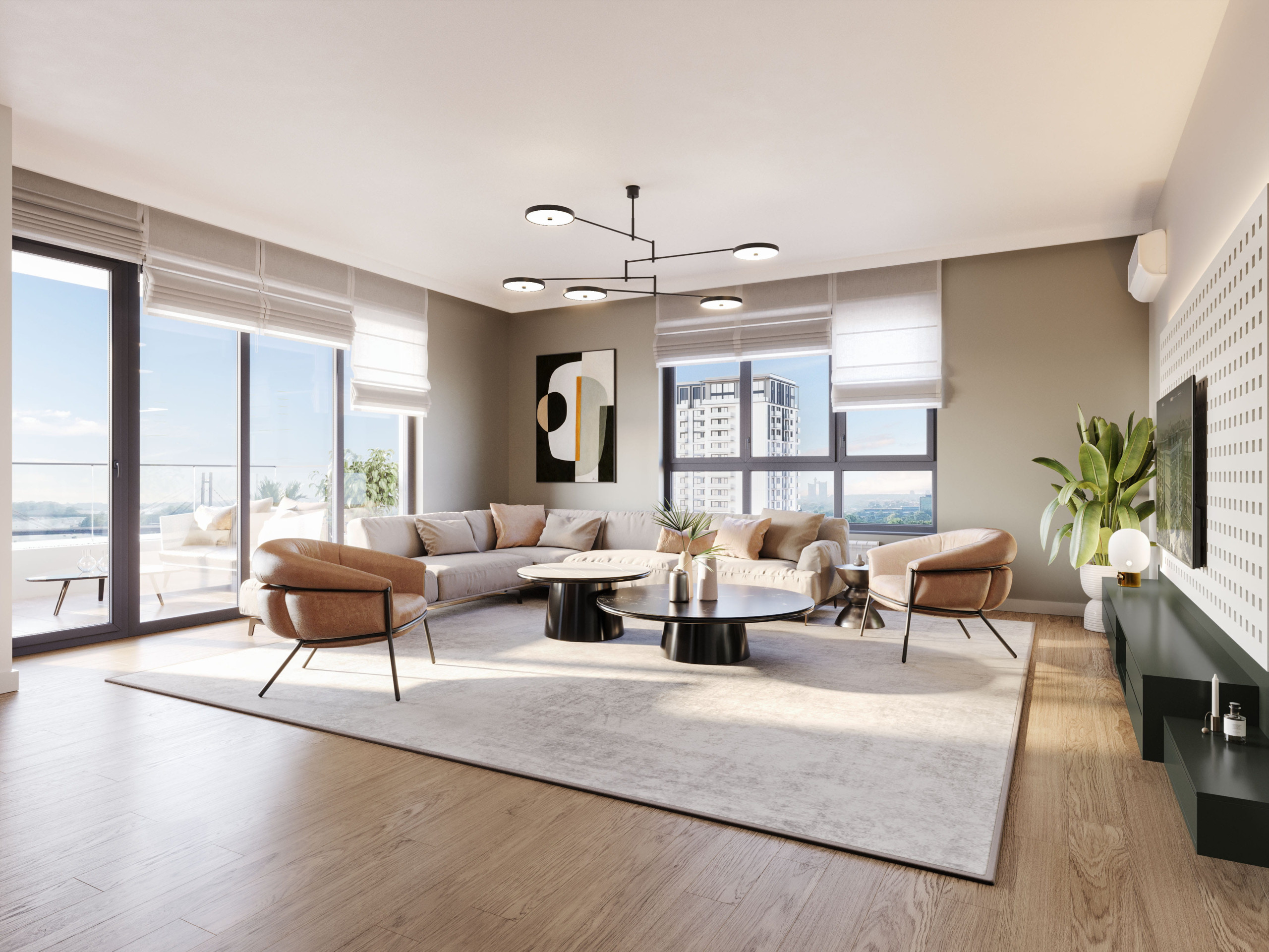 Penthouse living room in BW Nota building in Belgrade Waterfront