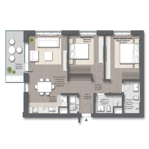 Apartment 4 floor plan in BW Nota