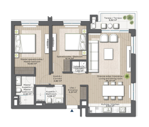 Apartment 2 floor plan in BW Thalia