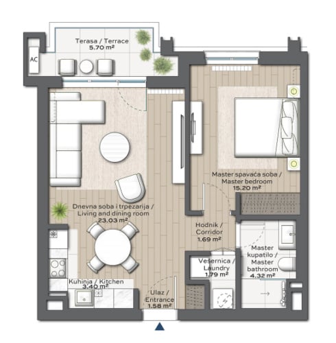 Apartment 3 floor plan in BW Thalia