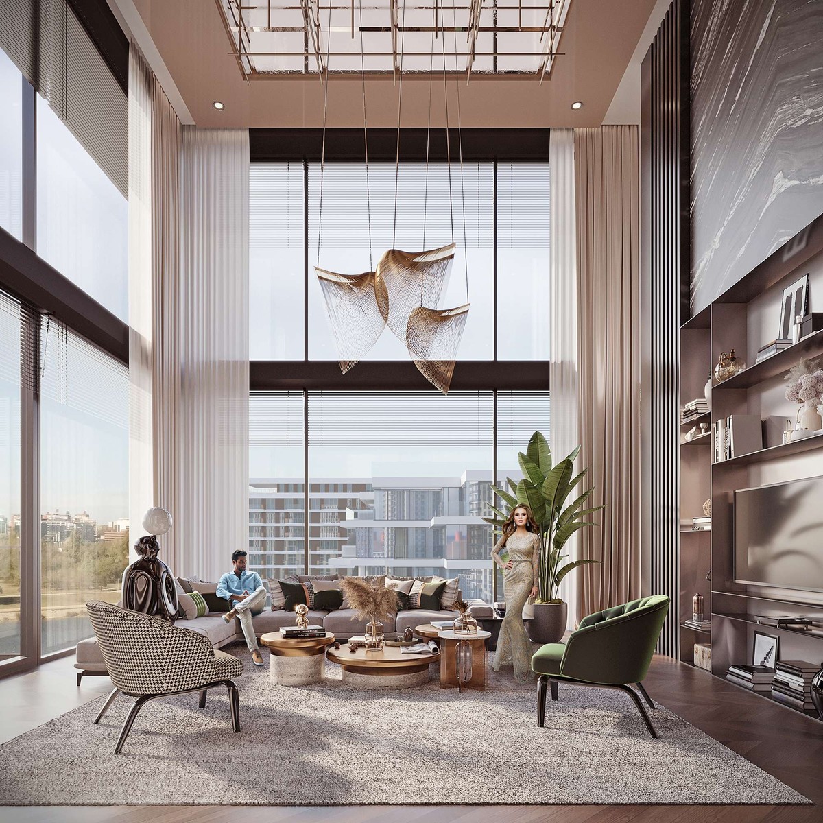 Penthouse living room in BW Perla building