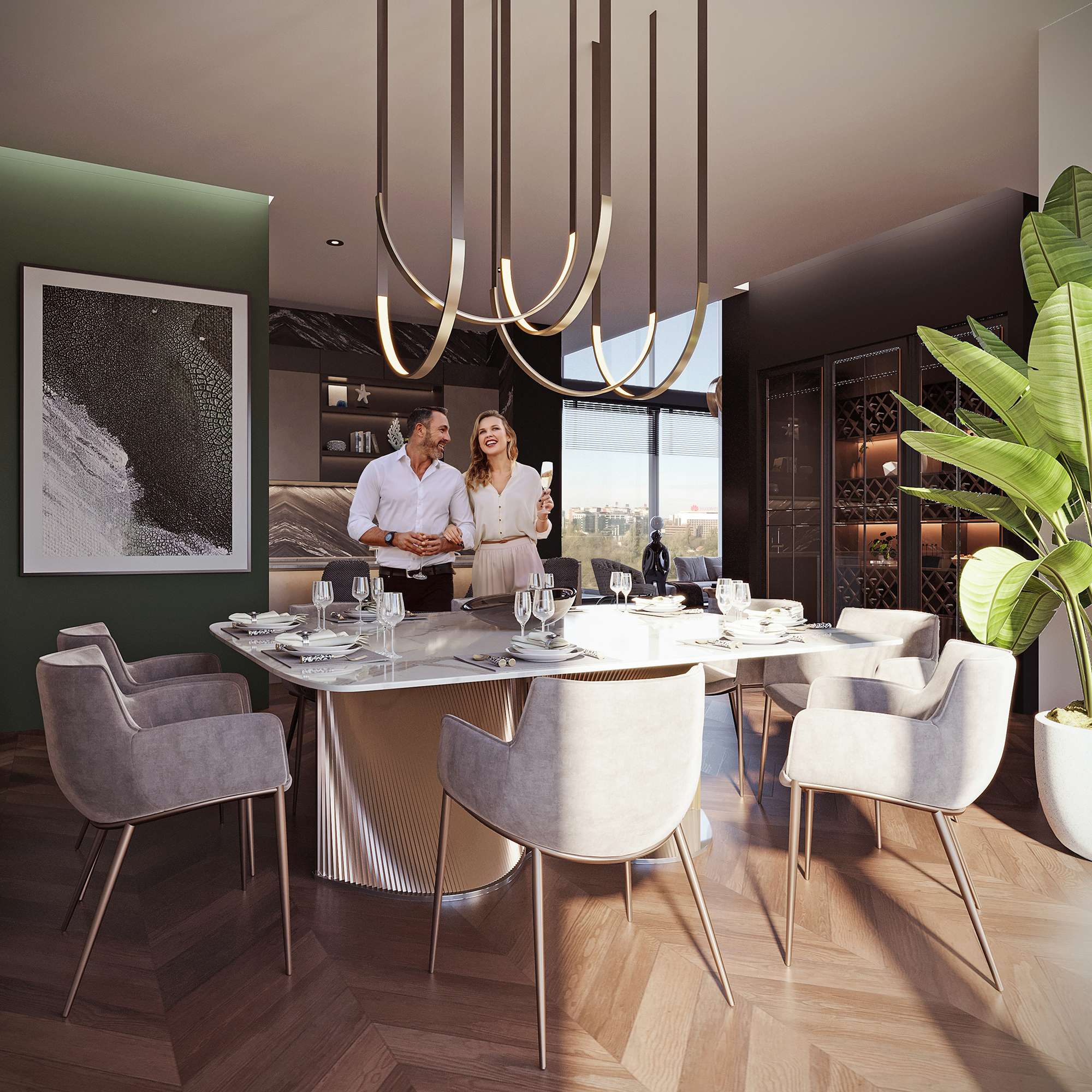 Penthouse dining room in BW Perla building