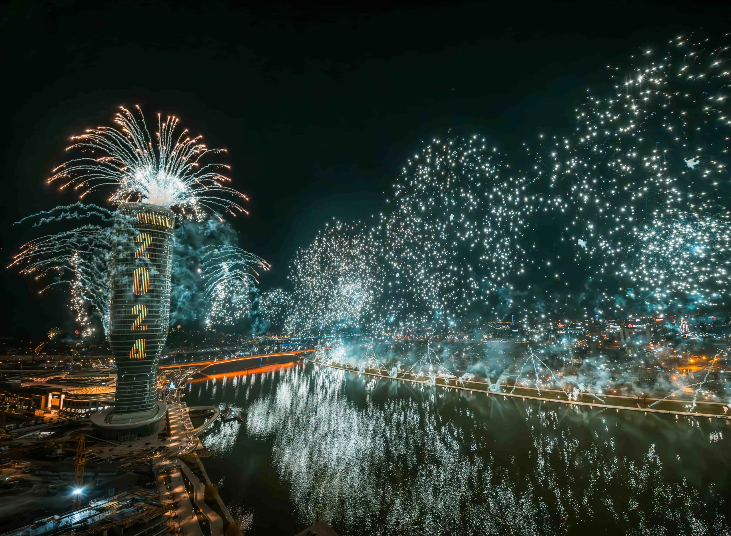 World-class fireworks created along the river bank and with the help of the Belgrade Tower, from which the ticking for the New Year 2024 was started.