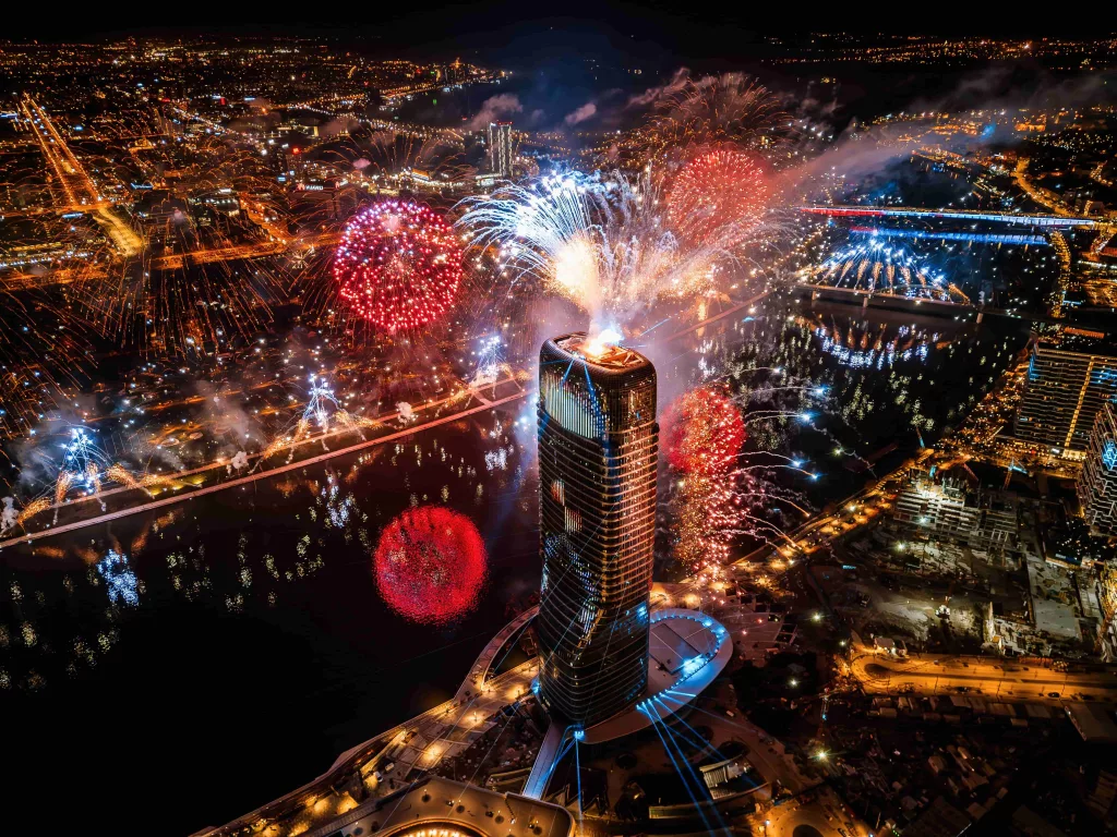 Belgrade Tower in New Years Eve 2024