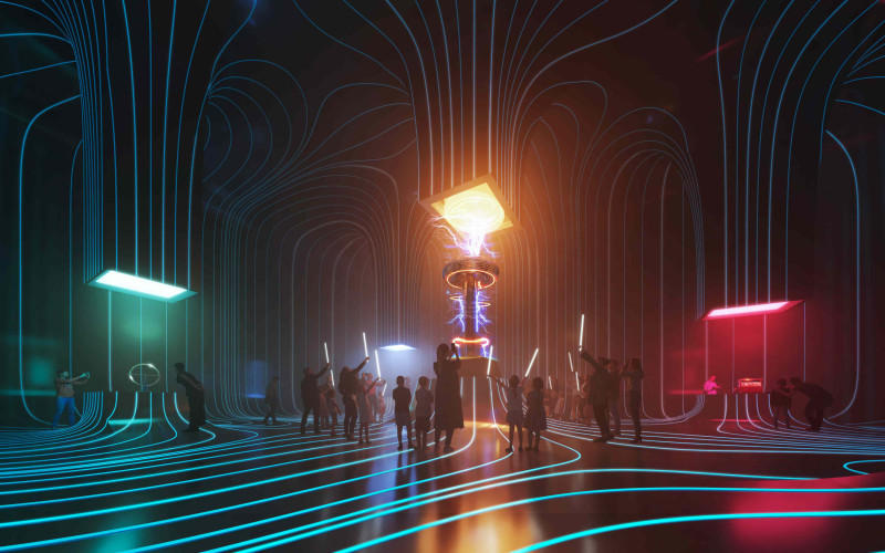 "Tesla's Electric Transformer Gallery," with a capacity of 12 million volts.