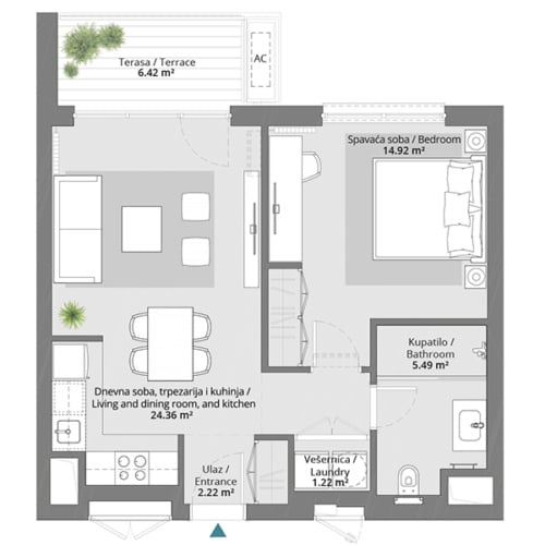 Apartment floor plan in BW Aqua