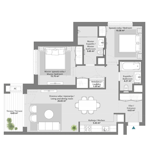 Apartment floor plan in BW Aqua