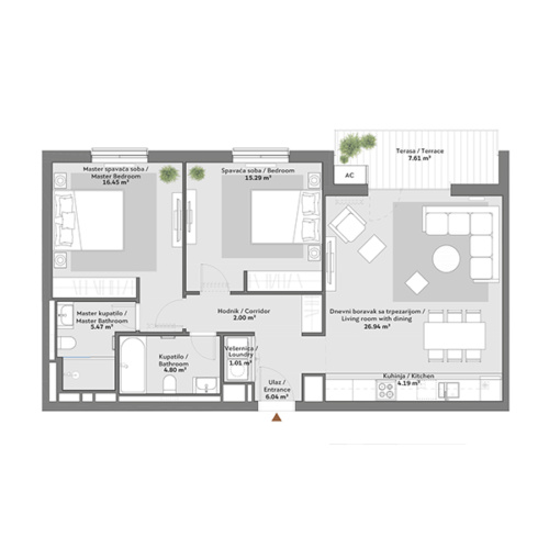 Apartment floor plan in BW Simfonija