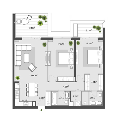 Apartment floor plan in BW Terraces