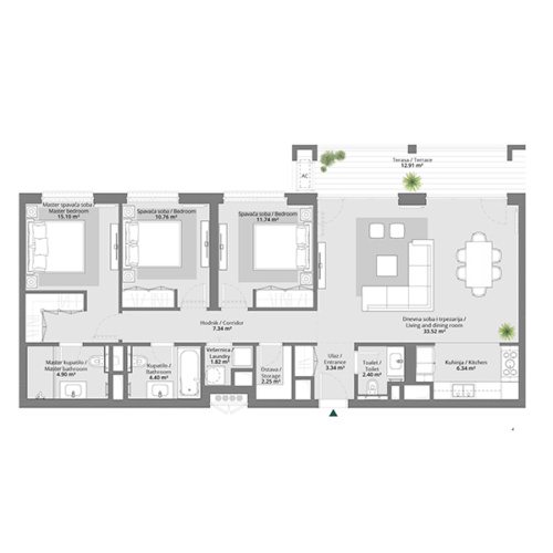 Apartment floor plan in BW Verde