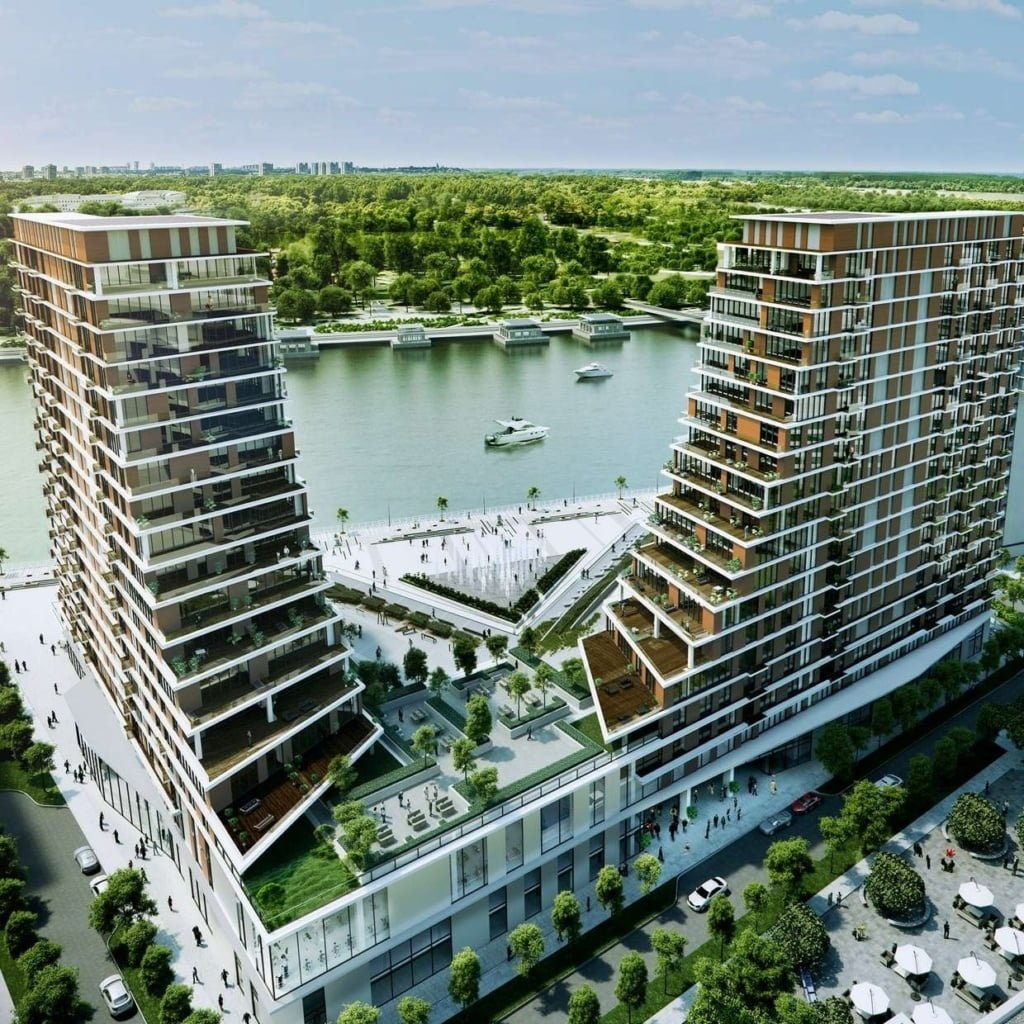 BW Residences is the Belgrade Waterfront project's symbol, representing its first residential building with premium apartments and direct river access.