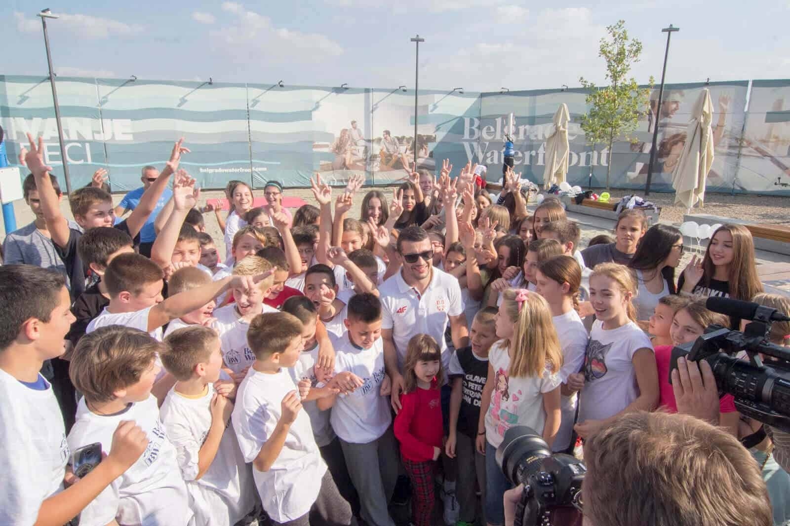 Olympic Gold Medallist Davor Stefanek Exercises with Visitors at Sava Promenada